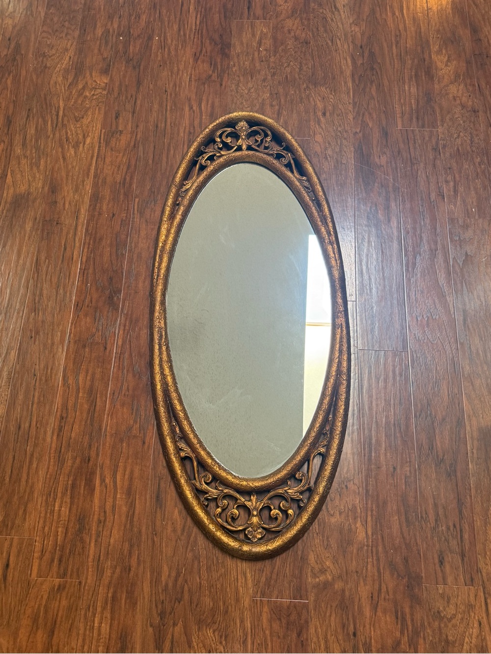 Vintage 47” Ornate Gold Oval Mirror-Hollywood Regency Rococo Style